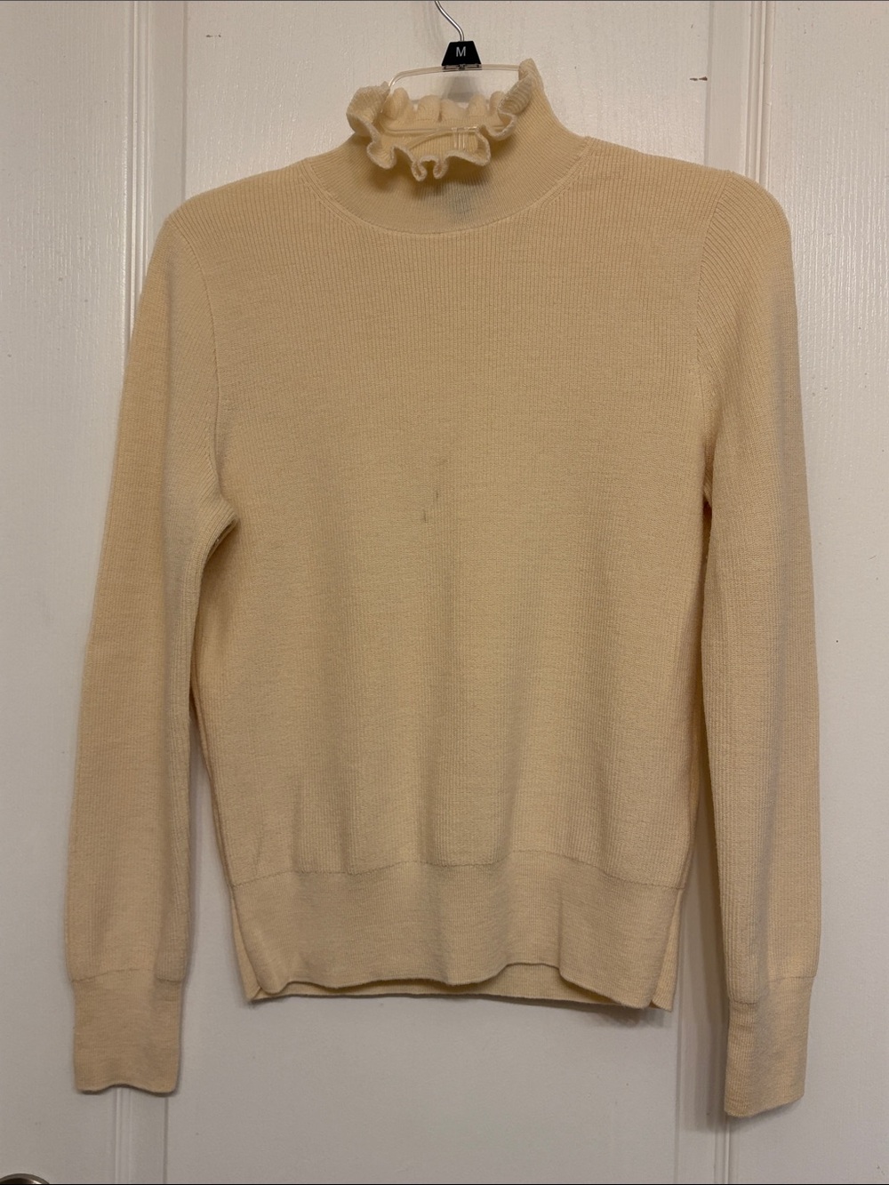 J. Crew Cream Ruffle Turtleneck Sweater